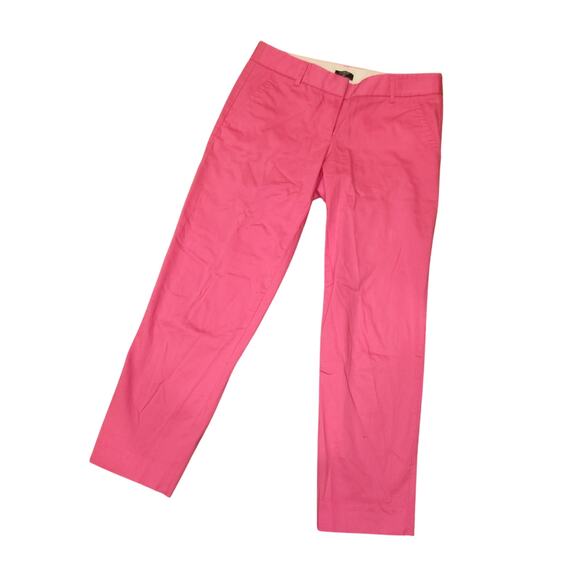 EUC J. Crew bright pink city fit stretch cropped pants sz 2